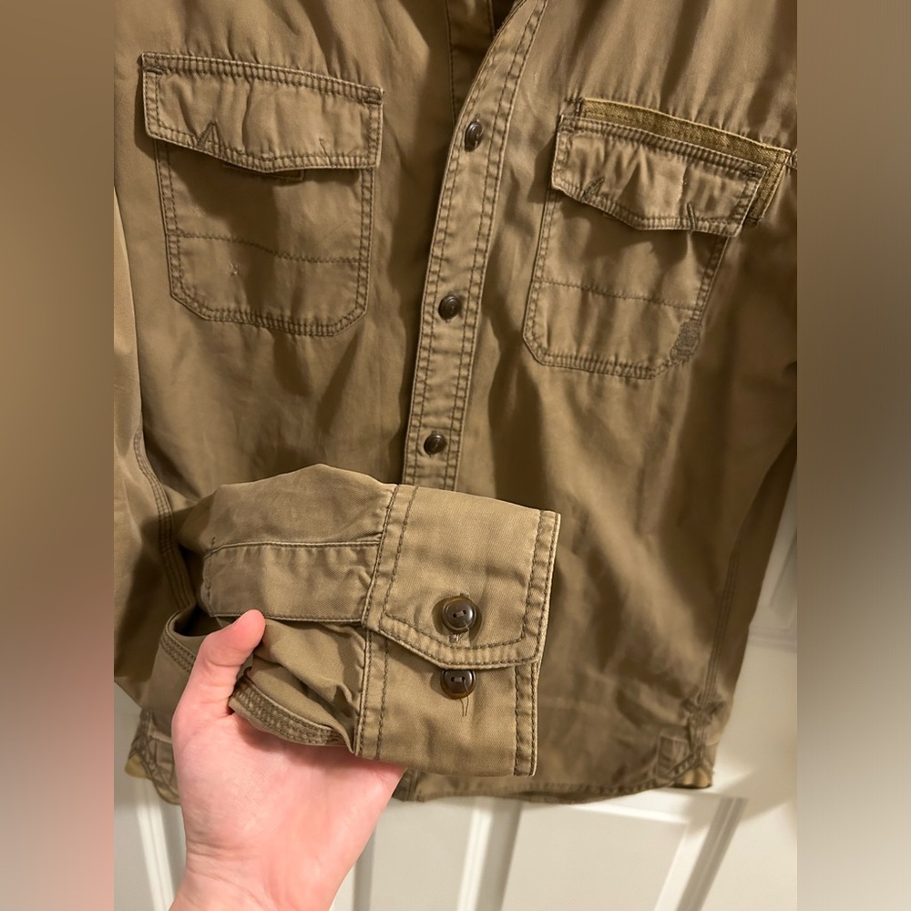 American Eagle Authentic Vintage Fit Long Sleeve Button Up Shirt Jacket Size M - Picture 7 of 8